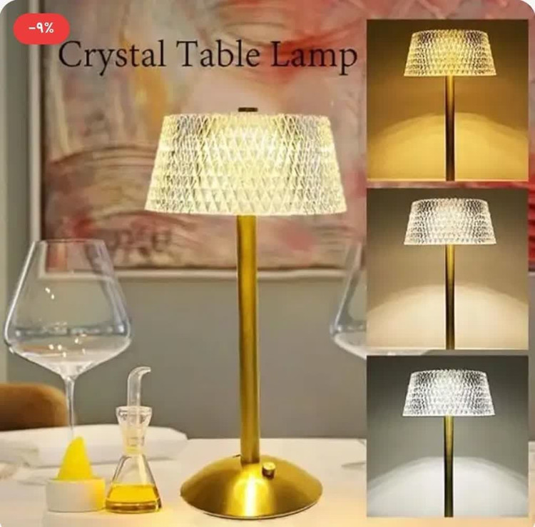 چراغ رومیزی 3 رنگ ال ای دی رومانتیک الماس با قابلیت کم نور